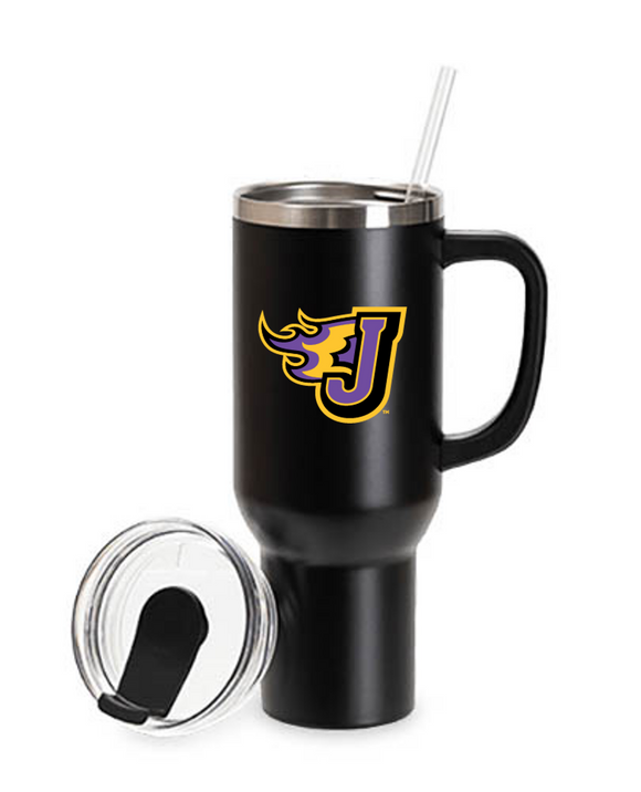 JCSD - 40oz Powder-Coated Stainless Steel Tumbler with Handle (Fire J)