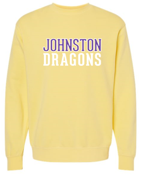 JCSD - Adult/Unisex  Pigment Dyed Crewneck Sweatshirt (Purple/White Johnston Dragons)