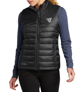 Eddie Bauer Ladies Water-Repellent Quilted Puffer Vest (Fire J Embroidery)