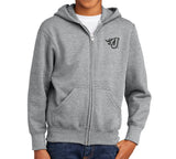 Youth/Adult - Midweight Full-Zip Hooded Sweatshirt (Fire J Embroidery)