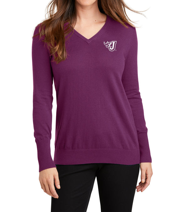 Ladies V-Neck Sweater (Fire J Embroidery)