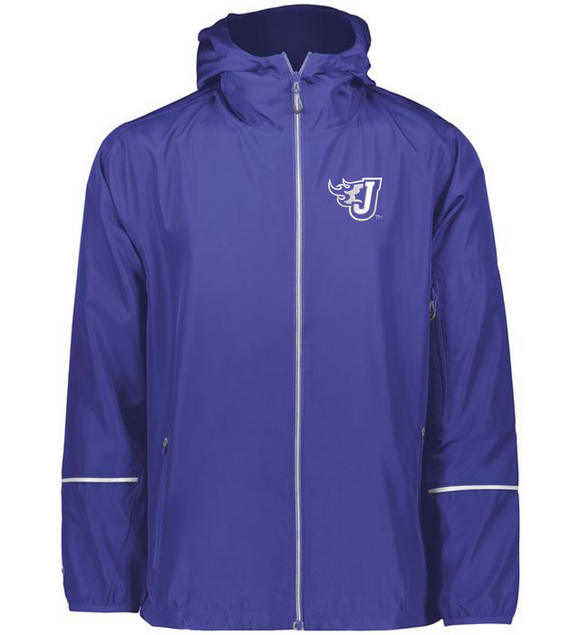 Water-Resistant, Packable Full-Zip Hooded Jacket (Fire J Embroidery)