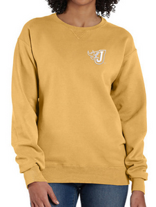 Lightweight Unisex Garment Dyed Crewneck Sweatshirt (Fire J Embroidery)