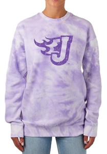 Youth/Adult Midweight Tie Dye Fleece Crewneck (Distressed Fire J)