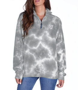 7oz Relaxed Fit Lightweight 1/4 Zip Tie-Dyed Sweatshirt (Fire J Embroidery)