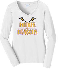 JCSD - Mother of Dragons Long Sleeve V-Neck Tshirt (Ladies)